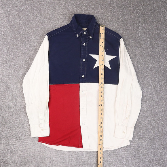 VTG Wrangler Texas Lone Star Flag Medium Multicolor Long Sleeve Collared Shirt - Picture 2 of 11